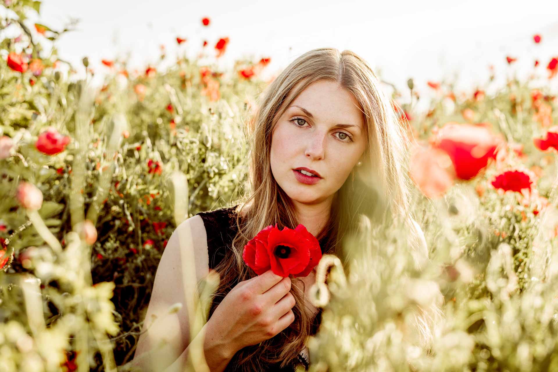 Fotoshooting Blumenfeld Mohnfeld Fotografin Hessen Trebur